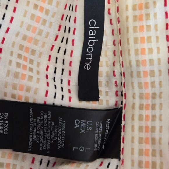 Claiborne White with Multicolored Stripes Button Down Shirt - Picture 7 of 7